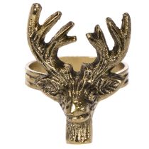Product Metal napkin ring with deer head in gold look, 6cm, 4 pieces