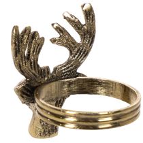 Product Metal napkin ring with deer head in gold look, 6cm, 4 pieces