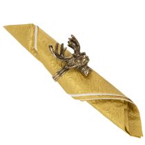 Product Metal napkin ring with deer head in gold look, 6cm, 4 pieces