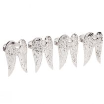 Product Napkin rings angel wings table decoration silver 6.5cm Ø4cm 4 pcs