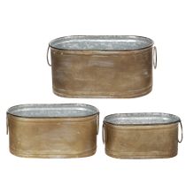 Product Set of metal plant pots and tubs, vintage retro style, L22.5cm/27cm/31cm