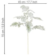 Product Artificial Senecio branch, silver leaf, intricately crafted, 45cm, 3 pieces