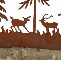 Forest silhouette with animals patina on wooden base 30cm x 19cm