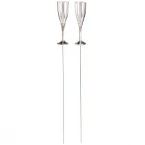 Product New Year's Eve decoration for sticking champagne glass on wire H9.5cm 8 pcs