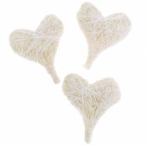 Product Sisal heart cream 5cm 24 pcs