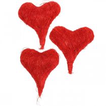 Product Sisal hearts red, decoration for wedding, natural sisal fibers, Valentine&#39;s Day H7.5-9cm 16 pcs