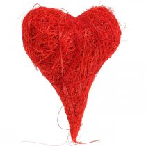 Product Sisal hearts red, decoration for wedding, natural sisal fibers, Valentine&#39;s Day H7.5-9cm 16 pcs