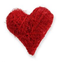 Sisal hearts 5-6 cm red 24p