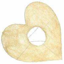Sisal sleeve heart bleached 25.5cm 10pcs