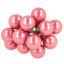 Product Christmas baubles on wire, set mini shiny mirrored berries, 20mm, 140 pieces