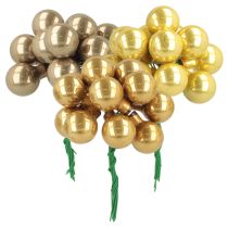 Product Mini Christmas baubles on wire, mirrored berries, glossy, 20mm, 140 pieces