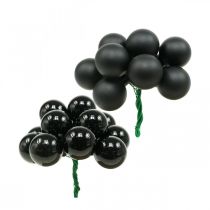 Mini Christmas balls on wire black glass Ø20mm 140p
