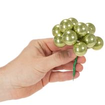 Product Mini Christmas baubles on wire, colorful mirrored berries, 25mm, 140 pieces