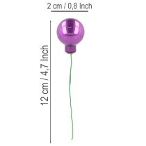 Product Mini Christmas baubles on wire, colorful mirrored berries, 25mm, 140 pieces
