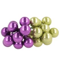 Product Mini Christmas baubles on wire, colorful mirrored berries, 25mm, 140 pieces