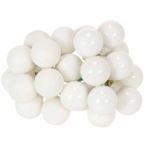 Product Mirrored berry mini glass balls on wire, white, 25mm, 140 pieces