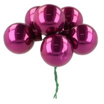 Product Mini Christmas baubles on wire, mirrored berries, colorful, 40mm, 32 pieces
