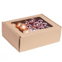 Product Mirror Berries Glass Balls Wire Apricot Pink Ø40mm 32 pcs