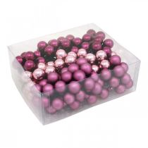 Product Mini Christmas Ball Pink Glass Mirror Berries Berry Ø20mm 140 Pcs
