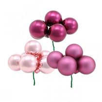 Product Mini Christmas Ball Pink Glass Mirror Berries Berry Ø20mm 140 Pcs