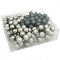 Product Mini Christmas balls silver, anthracite mirror berries Ø25mm 140 pcs