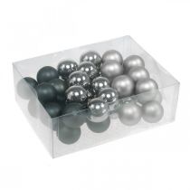 Product Mini Christmas Ball Silver, Anthracite Glass Ø40mm Mix 32 Pcs
