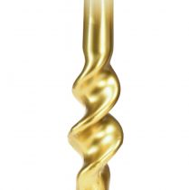 Product Twisted Candles White Gold Spiral Candles Ø2cm H30cm 2 pcs