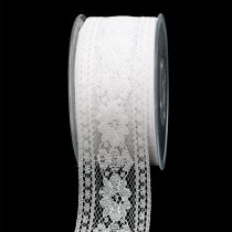 Product Decorative ribbon lace 53mm 20m white