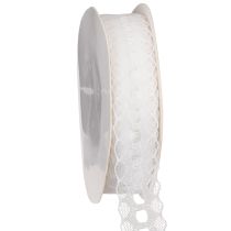 Product Decorative ribbon with lace, cotton, fine border, on a roll, 25mm wide, 10m long