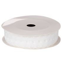 Product Decorative ribbon with lace, cotton, fine border, on a roll, 25mm wide, 10m long