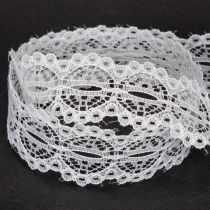 Product Decorative cotton ribbon with lace pattern on a roll for DIY and decoration, 25mm wide, 10m long