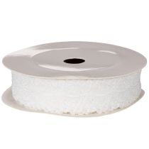 Product Decorative cotton ribbon with lace pattern on a roll for DIY and decoration, 25mm wide, 10m long