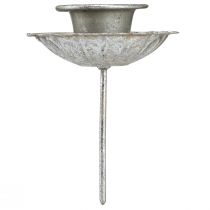 Product Taper candle holder silver antique candle holder with spike Ø8.5cm 4pcs