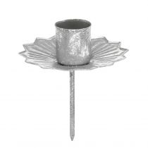 Product Taper candle holder for sticking silver antique look Ø7cm 4pcs
