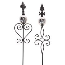 Product Garden stake with ornate design, decorative shape and stylish metal ball, 90cm, 2 pieces