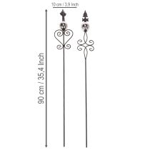 Product Garden stake with ornate design, decorative shape and stylish metal ball, 90cm, 2 pieces