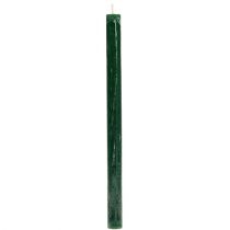 Taper candle 21 x 30mm dark green colored 12pcs