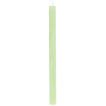 Taper candles colored light green 21 × 240mm 12pcs