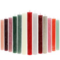 Stick candles colored through different colors 34mm x 240mm 4pcs