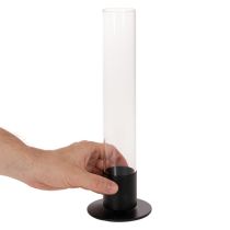 Product Taper candle holder with glass cylinder. Simple and timeless. 31cm