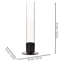 Product Taper candle holder with glass cylinder. Simple and timeless. 31cm