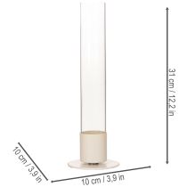 Product Modern taper candle holder with glass cylinder and base, 31cm
