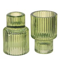 Product Glass Tealight Holder Green H8cm 4 Pcs