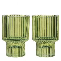 Product Glass Tealight Holder Green H8cm 4 Pcs