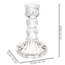 Product Transparent candle holder, classic design, table decoration, 12cm, 2 pieces
