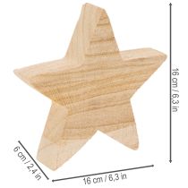 Product Rustic wooden star candle holder for taper candles, 16cm