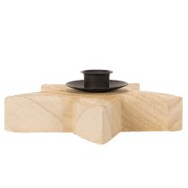 Product Rustic wooden star candle holder for taper candles, 16cm