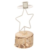 Product Star-shaped candle holder with wooden base for a 20cm candle