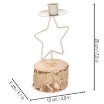 Product Star-shaped candle holder with wooden base for a 20cm candle