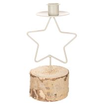 Product Star-shaped candle holder with wooden base for a 20cm candle